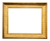 Fototapeta  - old horizontal classic wide golden picture frame isolated on white background with cut out canvas