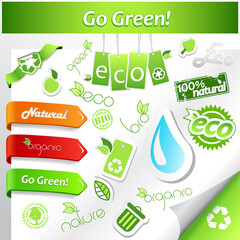 Poster - Set of green ecology icons.