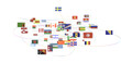 © vegefox.com - World map with all states and their flags,3d render - PNG transparent