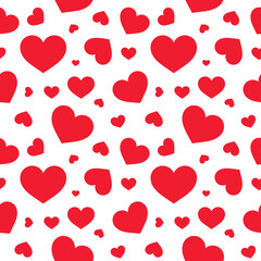 Wall Mural - Cute red hearts seamless texture pattern. Png illustration.