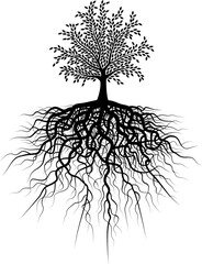 Poster - Editable vector illustration of a tree and its roots