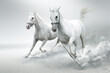 White horses in motion