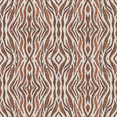 Ikat border. Geometric folk ornament. Tribal vector rust texture. Seamless striped pattern in Aztec style. Ethnic embroidery. Indian, Scandinavian, Gypsy, Mexican, African rug.