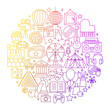 © anna_leni - Entertainment Line Icon Circle Design. Vector Illustration of Holiday Outline Concept.