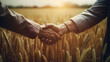 People handshake on agricultural field generative ai