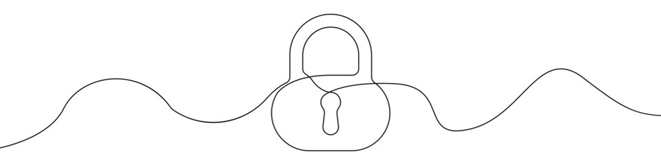 Poster - Padlock sign line continuous drawing vector. One line Padlock vector background. Padlock icon. Continuous outline of Padlock. Linear Padlocks designs.