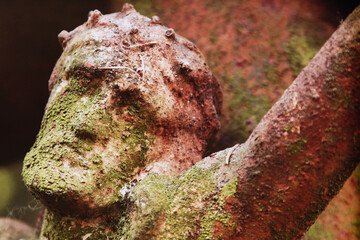 Canvas Print - Jesus Christ in a crown of thorns (fragment of an very ancient statue)