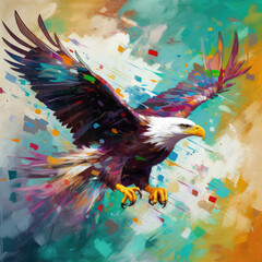 Wall Mural - spirit animal bald eagle flying - by generative ai