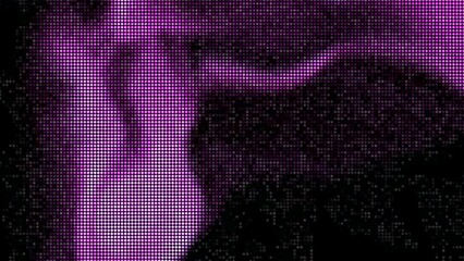 Aufkleber - Moving spots in pixel image. Motion. Beautiful pixel glow on black background. Moving spots of colored radiance in pixel image