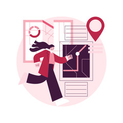 Poster - Smartwatch navigation abstract concept vector illustration. Navigation software, outdoor GPS watch, smartwatch feature, smart tracker, get directions, wearable online map abstract metaphor.