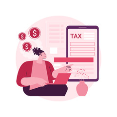 Poster - mobile app tax filing software abstract concept vector illustration. tax applications for smartphone