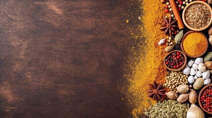 Wall Mural - AI Illustration of colorful spices with copy space for text