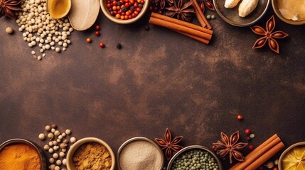 Wall Mural - AI Illustration of colorful spices with copy space for text