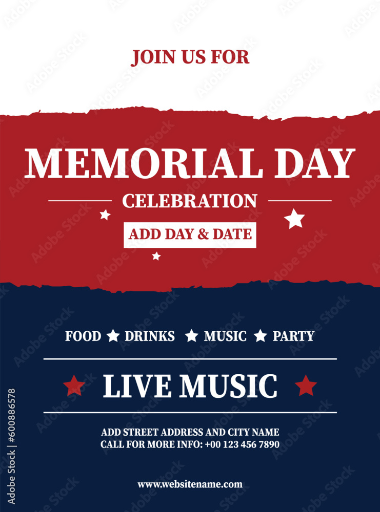 Memorial day celebration poster flyer social media post template design ...