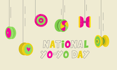 national yo-yo day. banner. fun and play. vector flat illustration