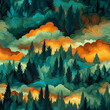 seamless tileable pattern: global warming – forest fire (generative ai content)