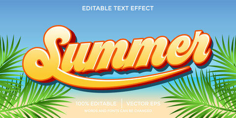 Poster - summer text effect editable beach and holiday text style