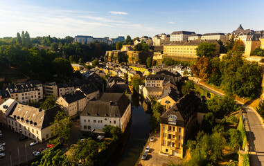 Wall Mural - Skyline of old town Luxembourg City from top view