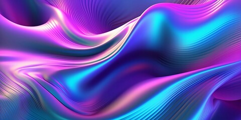 Wall Mural - Abstract fluid iridescent holographic neon curved wave in motion colorful background, Gradient design. AI generative