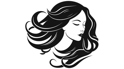 Beautiful silhouette of girl, woman. Salon logo, vector illustration on white background