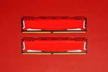Ddr4 Ram Memory Cards With Red Aluminum Heat Sinks