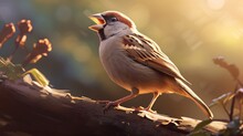 A Happy-go-lucky Sparrow Chirping A Tune. AI Generated