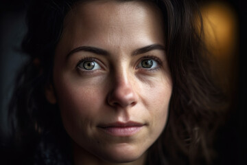 Naklejka na meble Portrait of a woman with an affectionate expression, her eyes filled with love, as if gazing at someone dear, generative ai