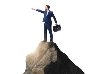 Wall Mural - Businessman at the top of mountain