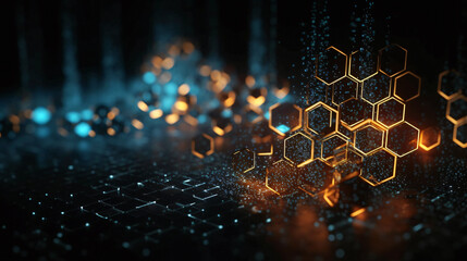 Wall Mural - Abstract Odyssey: Retro-Futuristic Images of Geometry, Light, Shadows, and Glowing Sci-Fi Shapes