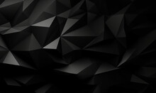 Abstract Jet Black Color Background Or Wallpaper With Polygons, Triangles Or Concave Geometries, Generative AI