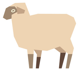 Wall Mural - Sheep icon. Fluffy farm animal in polygonal style