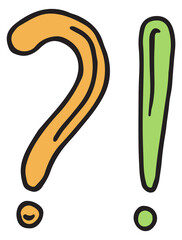 Poster - question and exclamation mark doodle. wondering punctuation icon