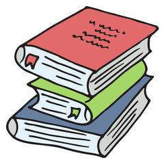 Wall Mural - book stack color doodle. reading and studying icon