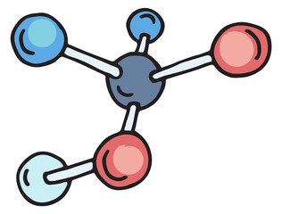 Poster - Chemical structure icon. Color molecule. Scientific doodle