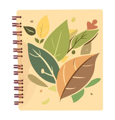 Canvas Print - Organic autumn leaf on notebook