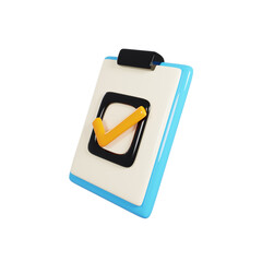 Poster - 3d rendering clipboard with checklist sign icon. 3d illustration