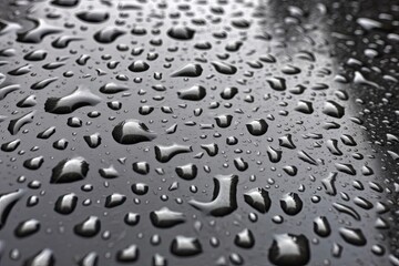 Poster - close-up water droplets on black surface Generative AI