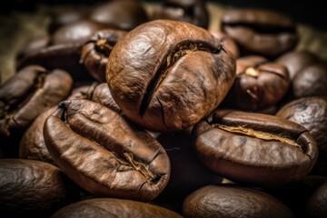 Wall Mural - heap of aromatic coffee beans Generative AI