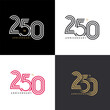 250 years anniversary vector number icon, birthday logo label, black, white and colors with stripe number