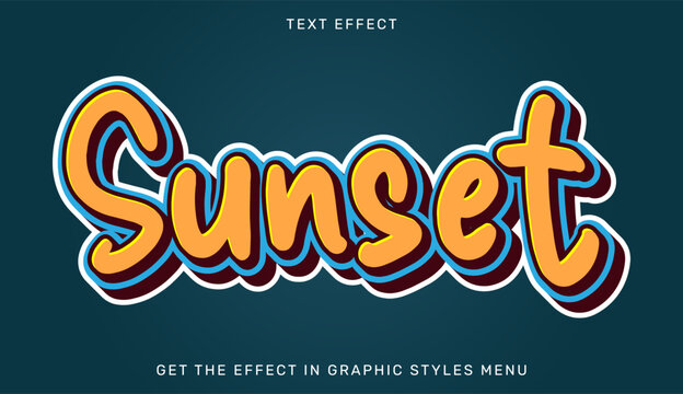 Sunset text effect template in 3d style. Suitable for brand or business logo