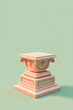 decorative short column plinth with space for item isolated on green studio background made with generative ai
