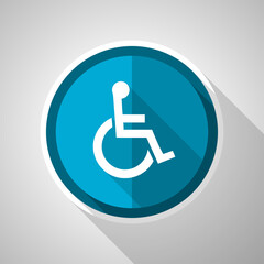Poster - Wheelchair symbol, flat design vector blue icon with long shadow