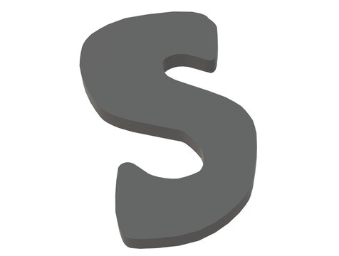 Gray 3D letter S, three-dimensional model English letters, decorative letters