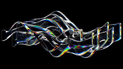 3d render illustration - Dispersion. Abstract wallpaper with glass waves. Great for your design web or print projects.