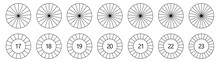 Circle  Shape Divided Into Equal Segments, Version With 17 To 23 Parts, Can Be Used As Infographics Element