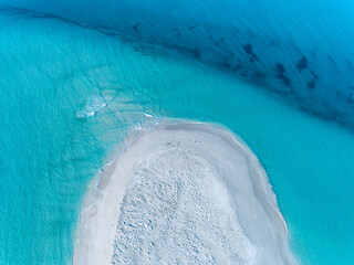 Wall Mural - Tropical island surrounded by turquoise waters. Boullanger island situated off the coast of Jurien Bay, Western Australia, Australia. Coastal, Seasacape.