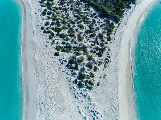 Wall Mural - Tropical island surrounded by turquoise waters. Boullanger island situated off the coast of Jurien Bay, Western Australia, Australia. Coastal, Seasacape.