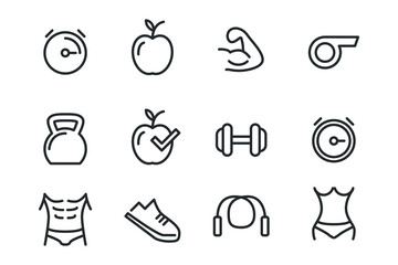 Sport and fitness icon set vector design