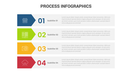 business process stage infographics template diagram banner with long rectangle box vertical directi