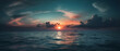 Panorama view of the sea. Colorful sky with cloud and bright full moon on seascape to night  Generative AI